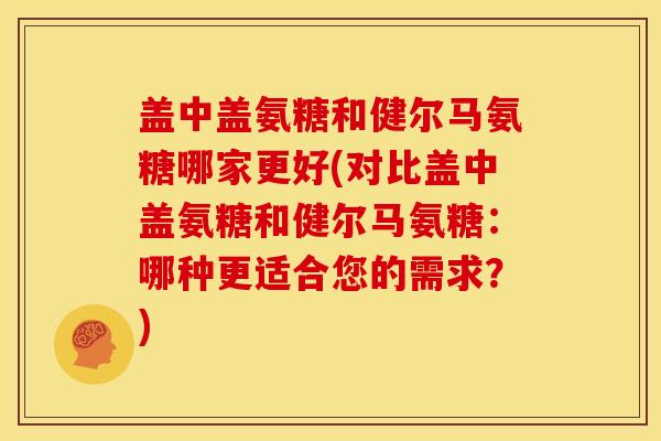盖中盖氨糖和健尔马氨糖哪家更好(对比盖中盖氨糖和健尔马氨糖：哪种更适合您的需求？)