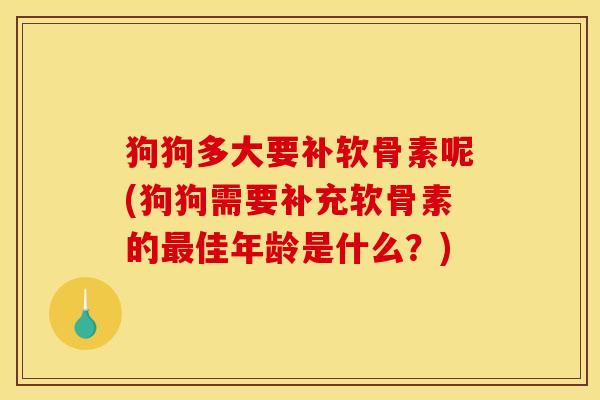 狗狗多大要补软骨素呢(狗狗需要补充软骨素的最佳年龄是什么？)
