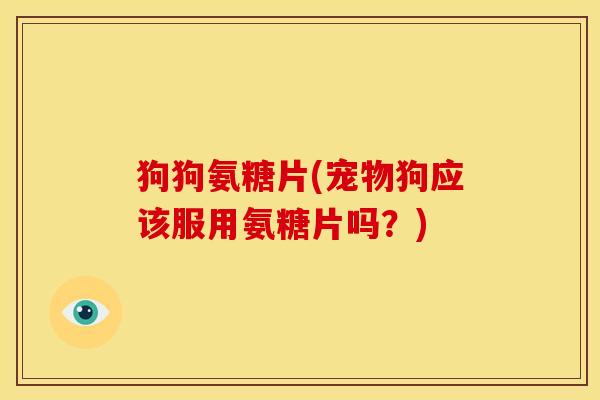狗狗氨糖片(宠物狗应该服用氨糖片吗？)