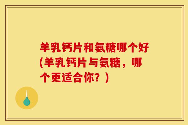 羊乳钙片和氨糖哪个好(羊乳钙片与氨糖，哪个更适合你？)