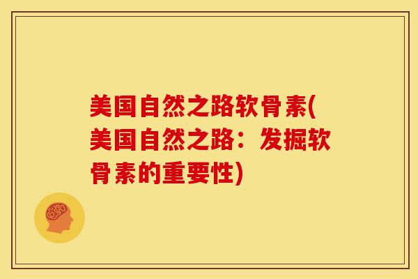 美国自然之路软骨素(美国自然之路：发掘软骨素的重要性)