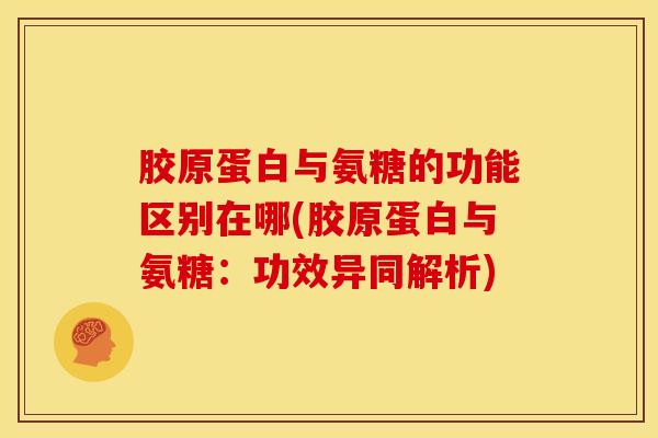胶原蛋白与氨糖的功能区别在哪(胶原蛋白与氨糖：功效异同解析)