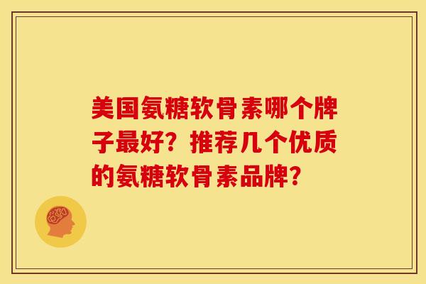 美国氨糖软骨素哪个牌子好？推荐几个优质的氨糖软骨素品牌？
