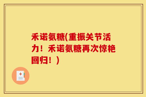 禾诺氨糖(重振关节活力！禾诺氨糖再次惊艳回归！)