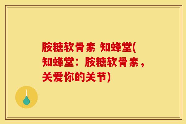 胺糖软骨素 知蜂堂(知蜂堂：胺糖软骨素，关爱你的关节)