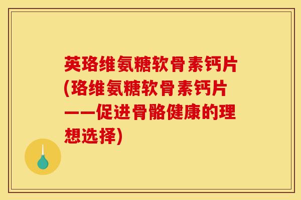英珞维氨糖软骨素钙片(珞维氨糖软骨素钙片——促进骨骼健康的理想选择)