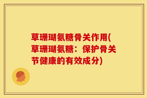 草珊瑚氨糖骨关作用(草珊瑚氨糖：保护骨关节健康的有效成分)