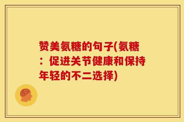 赞美氨糖的句子(氨糖：促进关节健康和保持年轻的不二选择)