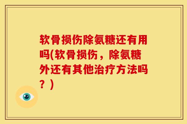 软骨损伤除氨糖还有用吗(软骨损伤，除氨糖外还有其他治疗方法吗？)