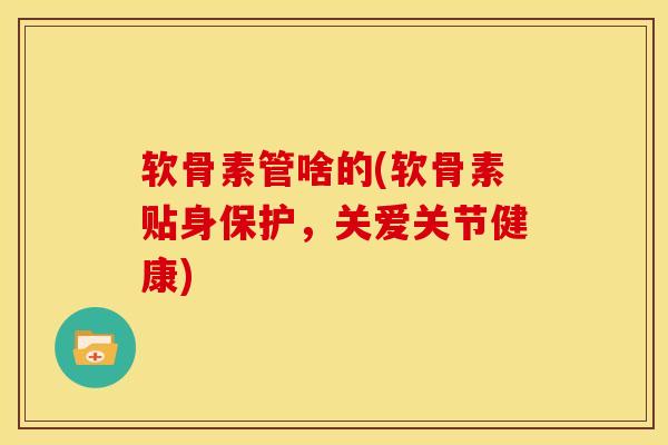 软骨素管啥的(软骨素贴身保护,关爱关节健康) 软骨素管啥的(软骨素贴身保护,关爱关节健康)