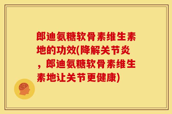 郎迪氨糖软骨素维生素地的功效(降解关节炎，郎迪氨糖软骨素维生素地让关节更健康)