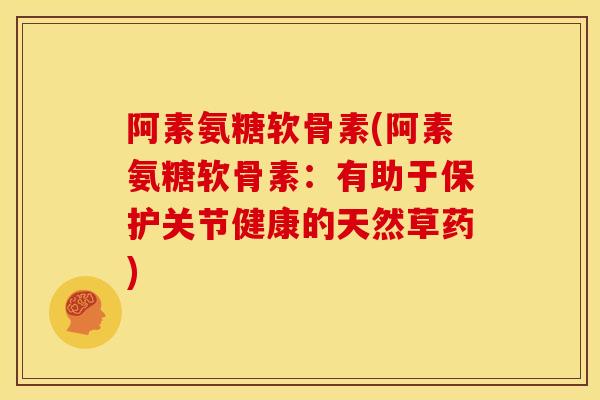 阿素氨糖软骨素(阿素氨糖软骨素：有助于保护关节健康的天然草药)