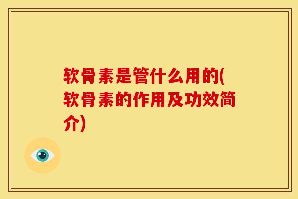 软骨素是管什么用的(软骨素的作用及功效简介)