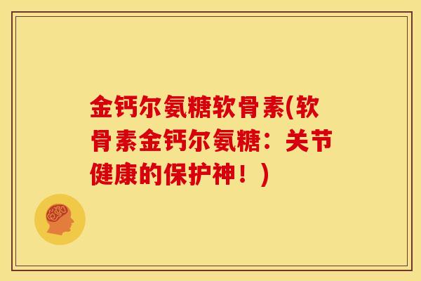 金钙尔氨糖软骨素(软骨素金钙尔氨糖：关节健康的保护神！)