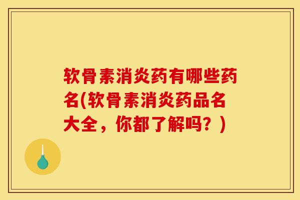 软骨素消炎药有哪些药名(软骨素消炎药品名大全，你都了解吗？)