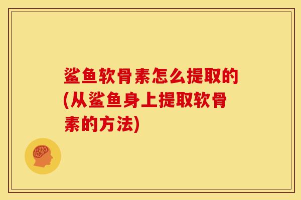 鲨鱼软骨素怎么提取的(从鲨鱼身上提取软骨素的方法)