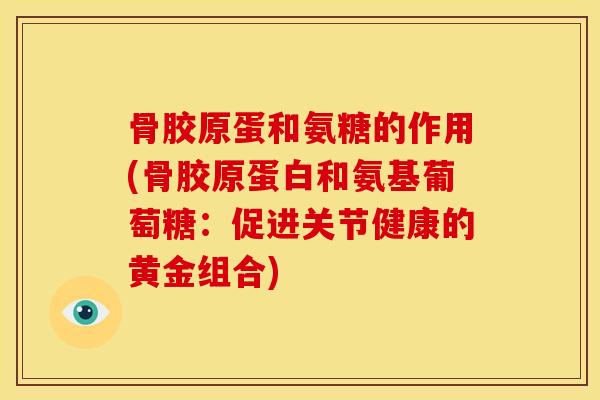 骨胶原蛋和氨糖的作用(骨胶原蛋白和氨基葡萄糖：促进关节健康的黄金组合)
