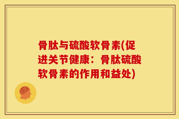 骨肽与硫酸软骨素(促进关节健康：骨肽硫酸软骨素的作用和益处)