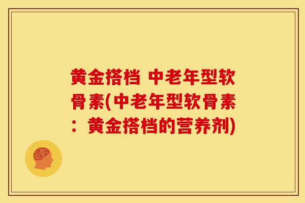 黄金搭档 中老年型软骨素(中老年型软骨素：黄金搭档的营养剂)