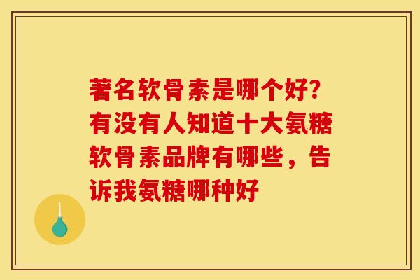 著名软骨素是哪个好？有没有人知道十大氨糖软骨素品牌有哪些，告诉我氨糖哪种好