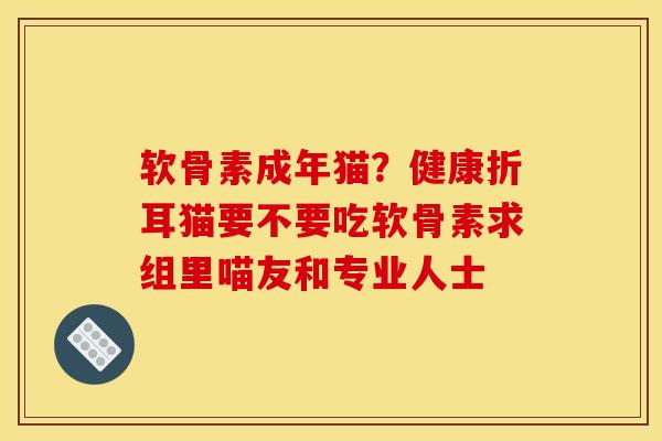 软骨素成年猫？健康折耳猫要不要吃软骨素求组里喵友和专业人士