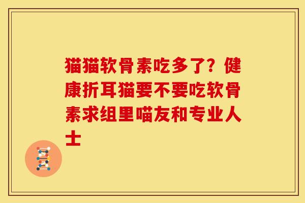 猫猫软骨素吃多了？健康折耳猫要不要吃软骨素求组里喵友和专业人士