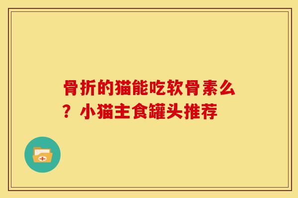 骨折的猫能吃软骨素么？小猫主食罐头推荐