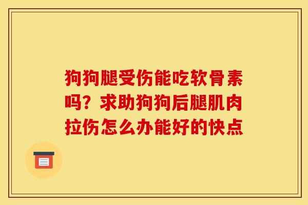 狗狗腿受伤能吃软骨素吗？求助狗狗后腿肌肉拉伤怎么办能好的快点