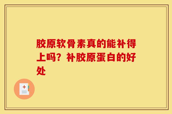 胶原软骨素真的能补得上吗？补胶原蛋白的好处