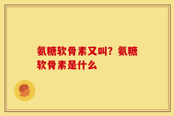 氨糖软骨素又叫？氨糖软骨素是什么