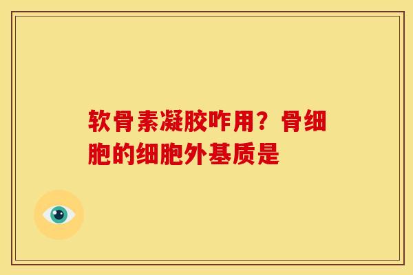 软骨素凝胶咋用？骨细胞的细胞外基质是