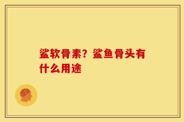 鲨软骨素？鲨鱼骨头有什么用途