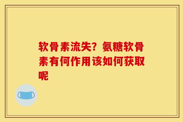 软骨素流失?氨糖软骨素有何作用该如何获取呢 软骨素流失?氨糖软骨素有何作用该如何获取呢