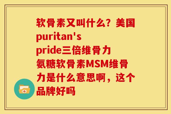 软骨素又叫什么？美国puritan's pride三倍维骨力氨糖软骨素MSM维骨力是什么意思啊，这个品牌好吗