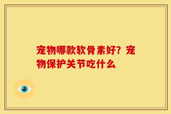 宠物哪款软骨素好？宠物保护关节吃什么