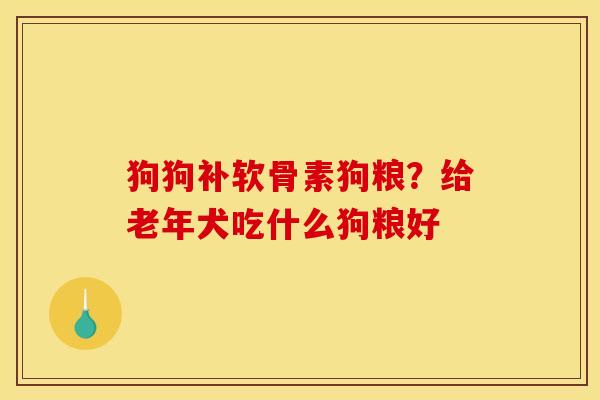 狗狗补软骨素狗粮？给老年犬吃什么狗粮好