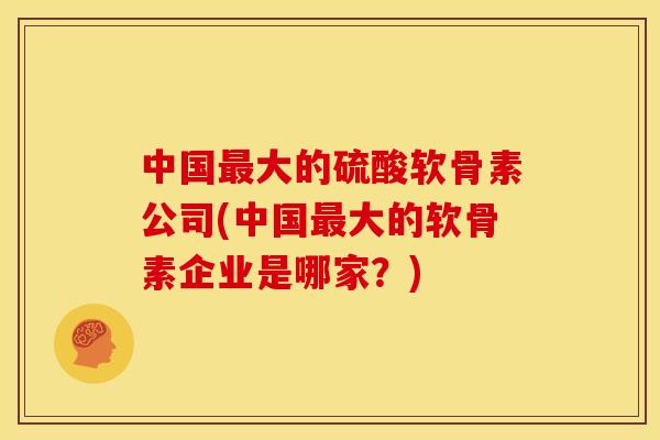 中国最大的硫酸软骨素公司(中国最大的软骨素企业是哪家？)