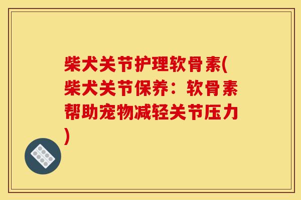 柴犬关节护理软骨素(柴犬关节保养：软骨素帮助宠物减轻关节压力)