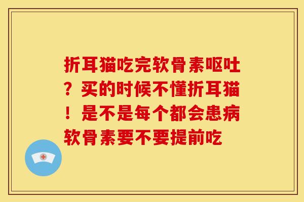 折耳猫吃完软骨素呕吐？买的时候不懂折耳猫！是不是每个都会患病软骨素要不要提前吃
