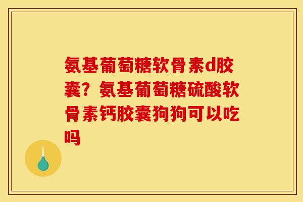 氨基葡萄糖软骨素d胶囊?氨基葡萄糖硫酸软骨素钙胶囊狗狗可以吃吗 氨基葡萄糖软骨素d胶囊?氨基葡萄糖硫酸软骨素钙胶囊狗狗可以吃吗