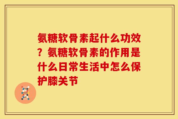 氨糖软骨素起什么功效？氨糖软骨素的作用是什么日常生活中怎么保护膝关节