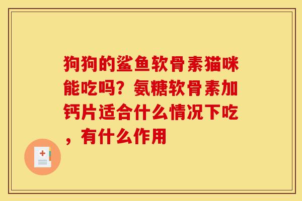 狗狗的鲨鱼软骨素猫咪能吃吗?氨糖软骨素加钙片适合什么情况下吃,有什么作用 狗狗的鲨鱼软骨素猫咪能吃吗?氨糖软骨素加钙片适合什么情况下吃,有什么作用