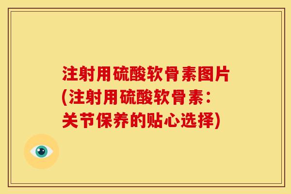 注射用硫酸软骨素图片(注射用硫酸软骨素：关节保养的贴心选择)