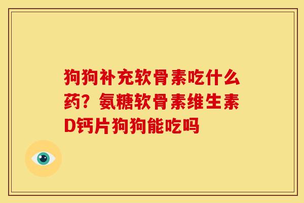 狗狗补充软骨素吃什么药？氨糖软骨素维生素D钙片狗狗能吃吗