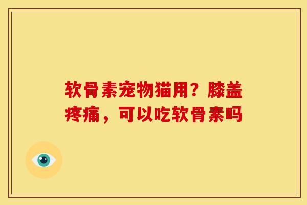 软骨素宠物猫用？膝盖疼痛，可以吃软骨素吗
