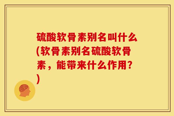 硫酸软骨素别名叫什么(软骨素别名硫酸软骨素，能带来什么作用？)