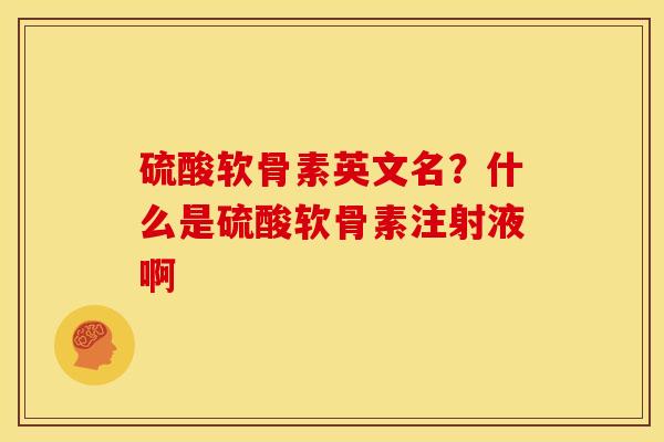 硫酸软骨素英文名？什么是硫酸软骨素注射液啊