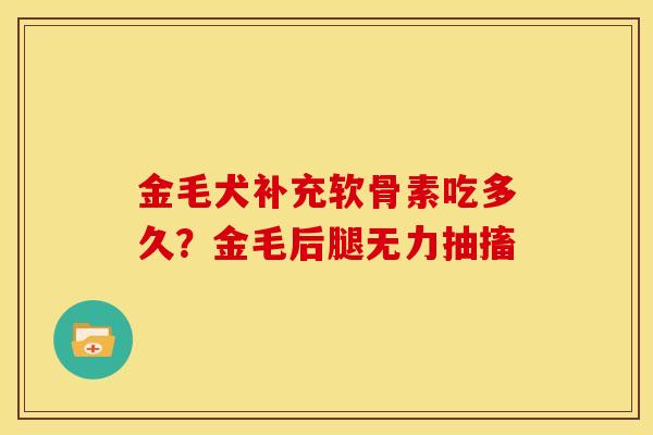金毛犬补充软骨素吃多久？金毛后腿无力抽搐
