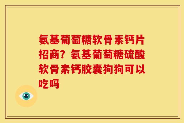 氨基葡萄糖软骨素钙片招商？氨基葡萄糖硫酸软骨素钙胶囊狗狗可以吃吗