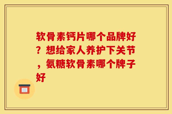 软骨素钙片哪个品牌好？想给家人养护下关节，氨糖软骨素哪个牌子好